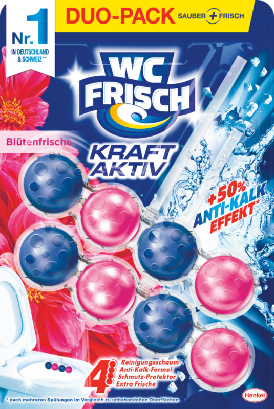 Bloc nettoyant Kraft-Aktiv Fraîcheur florale WC Frisch, 2 x 50 g