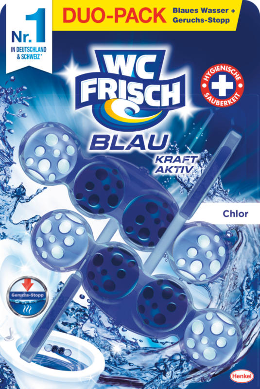 WC Frisch Blau Kraft-Aktiv Duftspüler Chlor, 2 x 50 g