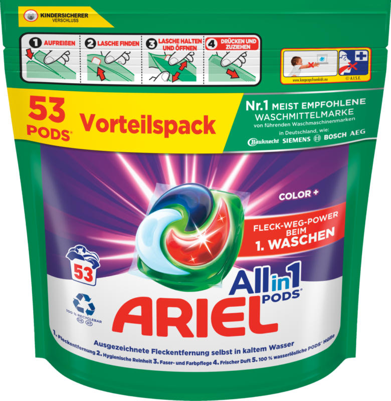 Ariel Waschmittel All in 1 Pods Color+, 53 Stück
