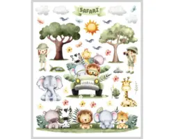 Ministicker Kinder Safari-Tiere 35-tlg.