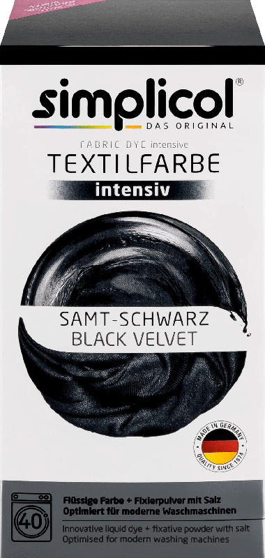 Simplicol flüssige Textilfarbe Samt-Schwarz Black Velvet