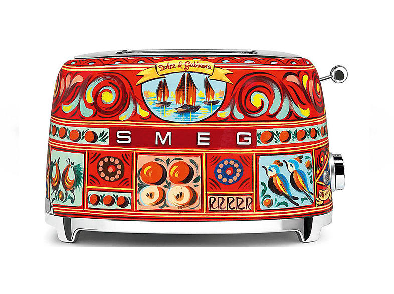 Smeg TSF01DGEU 50's Style Ästhetik Dolce & Gabbana - Sicily is my love Toaster (Rot, 950 Watt, Schlitze: 2)