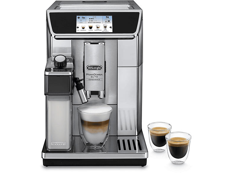 De'Longhi ECAM650.85.MS Prima Donna Elite Kaffeevollautomat (Silber, Extraleises Kegelmahlwerk, 19 bar, integrierter Milchbehälter)