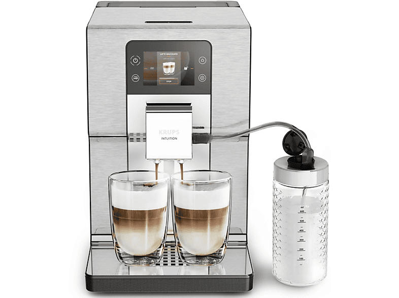 Krups EA877D Intuition Experience+ Kaffeevollautomat (Edelstahl, Kegelmahlwerk aus Edelstahl, 15 bar, integrierter Milchbehälter)