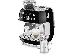 Smeg EGF 03 BLEU 50's Style Espressomaschine mit Siebträger (Schwarz, Edelstahlmahlwerk/Kegel, 1650 Watt, 20 bar)