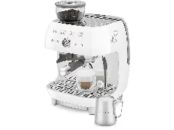 Smeg EGF 03 WHEU 50's Style Espressomaschine mit Siebtr&auml;ger (Wei&szlig;, Edelstahlmahlwerk/Kegel, 1650 Watt, 20 bar)