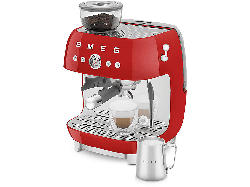 Smeg EGF 03 RDEU50's Style Espressomaschine mit Siebträger (Rot, Edelstahlmahlwerk/Kegel, 1650 Watt, 20 bar)