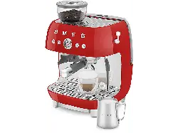 Smeg EGF 03 RDEU50's Style Espressomaschine mit Siebtr&auml;ger (Rot, Edelstahlmahlwerk/Kegel, 1650 Watt, 20 bar)