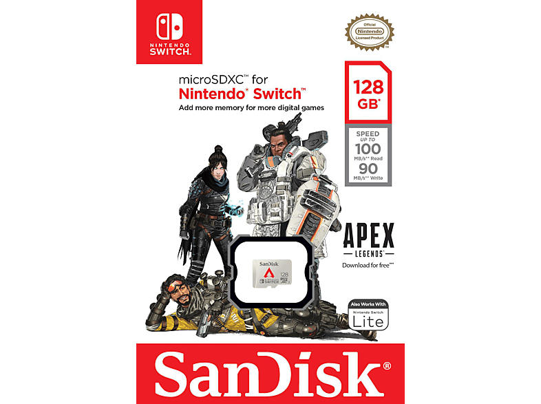 SanDisk 186590 microSDXC Extreme 128GB (A1/V30/U3/C10/R100/W90) Nint. Switch Apex Legends; Speicherkarte für Nintendo Switch