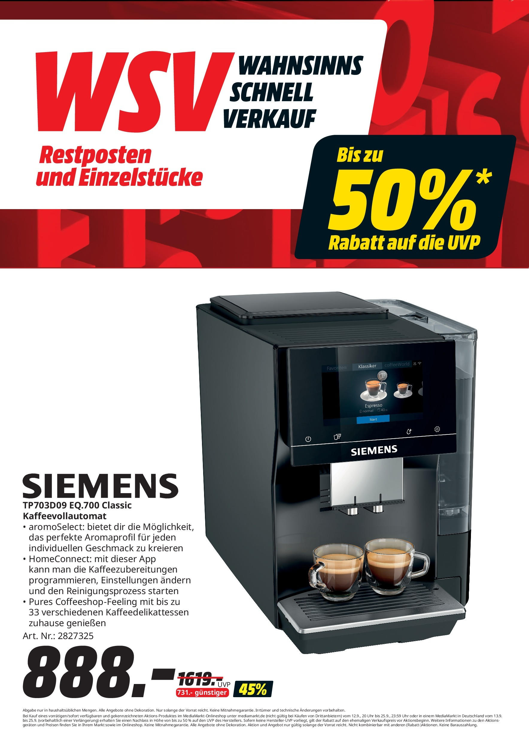 Media Markt Prospekt 	 (ab 13.09.2023) zum Blättern | Seite: 15 | Produkte: Uhr, Kaffeevollautomat, Siemens