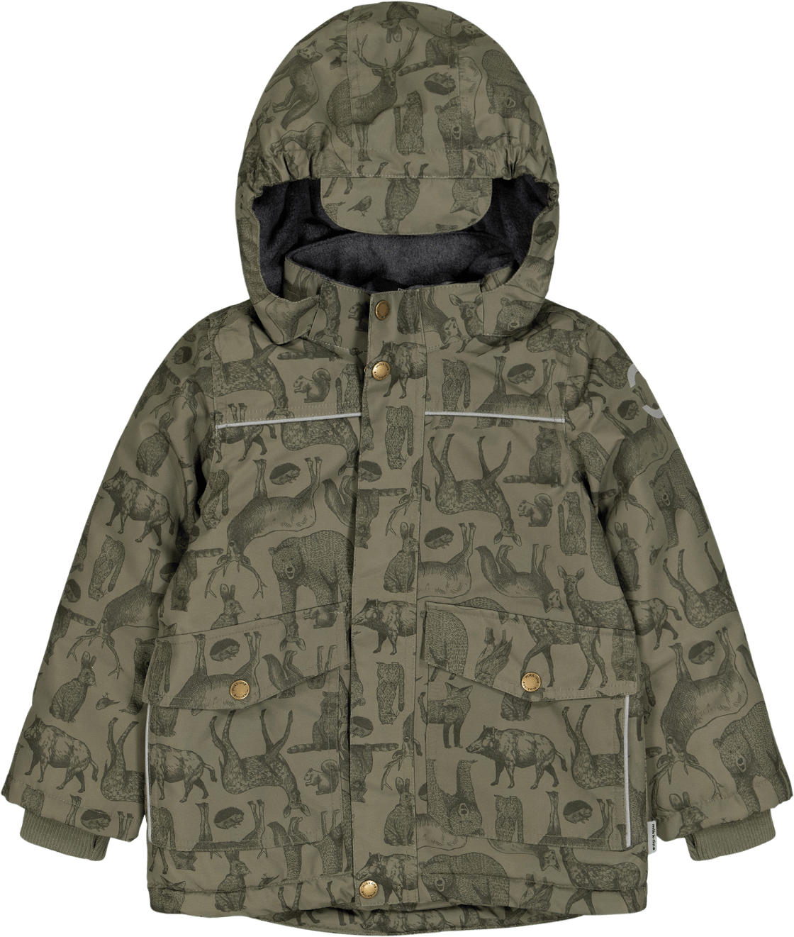 Mikk-Line Schneejacke mit Tier-Muster, grün, Gr. 98/104