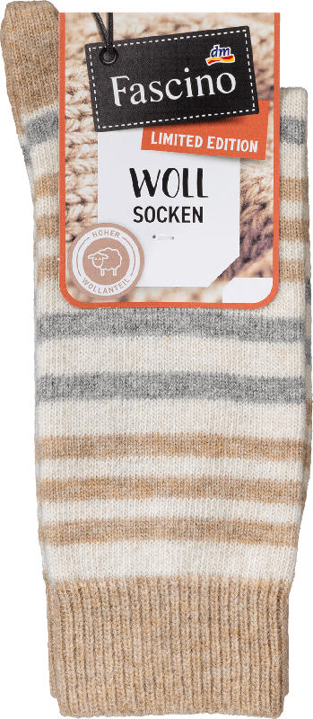 Fascino Socken mit Wolle & Ringeln, beige, Gr. 35-38
