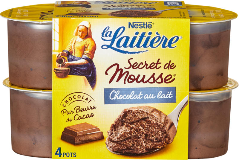 La Laitière Secret de Mousse Nestlé, Chocolat au lait, 4 x 59 g