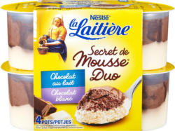 La Laitière Secret de Mousse Nestlé, Chocolat au lait et blanc, 4 x 59 g