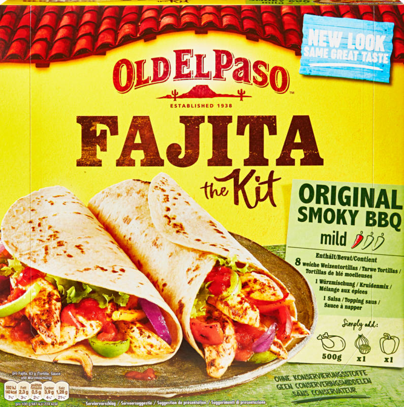 Old El Paso Fajita Kit Original Smoky BBQ, dolce, 500 g