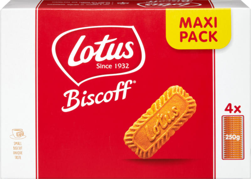 Biscotti al caramello Biscoff Lotus, 4 x 250 g