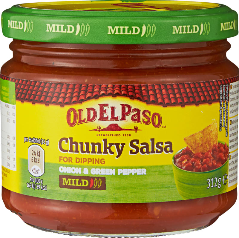 Old El Paso Dip-Sauce Chunky Salsa, mild, 312 g