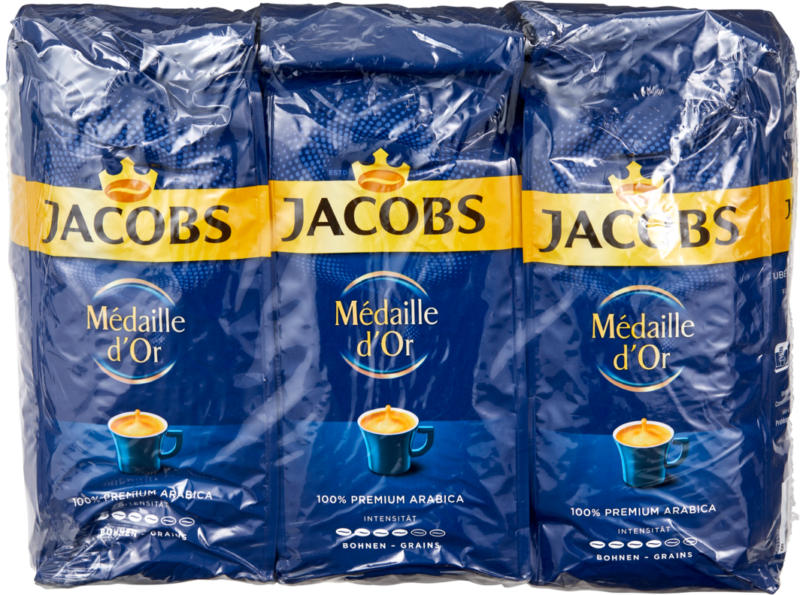 Jacobs Kaffee Médaille d’Or, Bohnen, 3 x 500 g