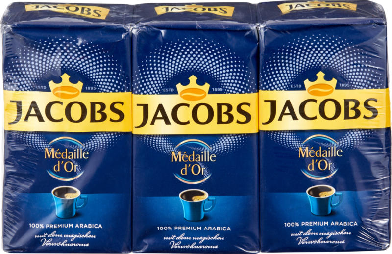 Jacobs Kaffee Médaille d’Or , gemahlen, 3 x 500 g