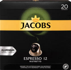Jacobs Kaffeekapseln Espresso 12 Ristretto , kompatibel mit Nespresso®-Maschinen, 20 Kapseln