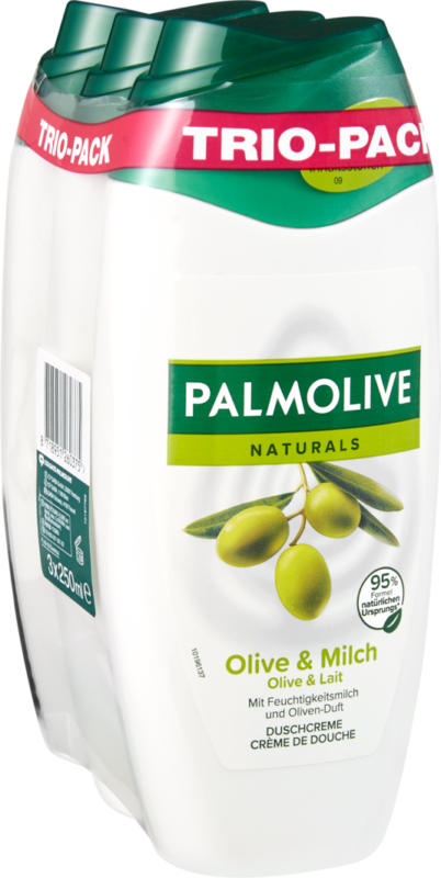 Crème de douche Olive & Lait Naturals Palmolive, 3 x 250 ml