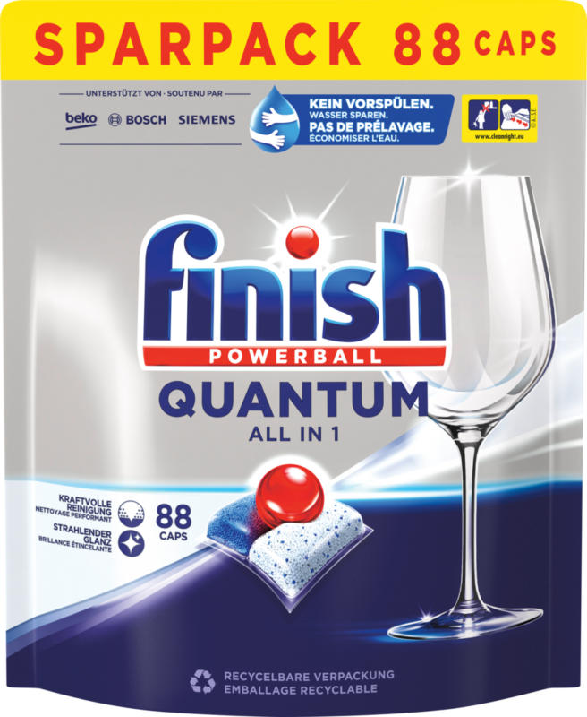 Tablettes lave-vaisselle Quantum All in 1 Regular Finish, 88 tablettes
