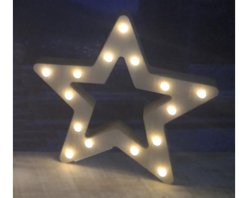 beleuchteter Dekostern Lafiora Stern Holz H 26,8 cm Lichtfarbe warmweiß 15 LEDs inkl. Timer