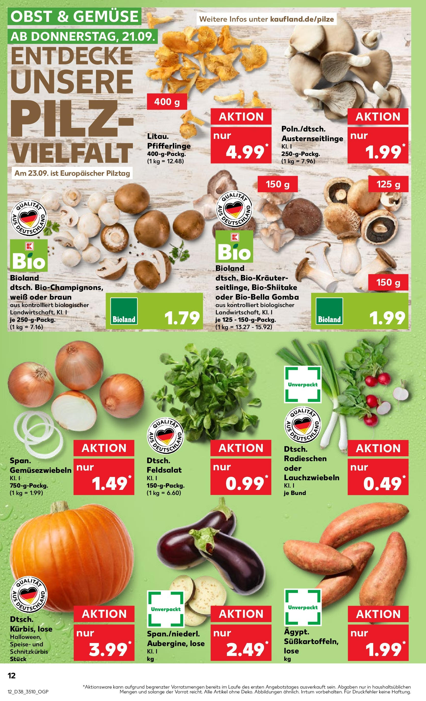 Kaufland Prospekt 	 (ab 21.09.2023) » Angebote Online zum Blättern | Seite: 12 | Produkte: Gemüse, Obst