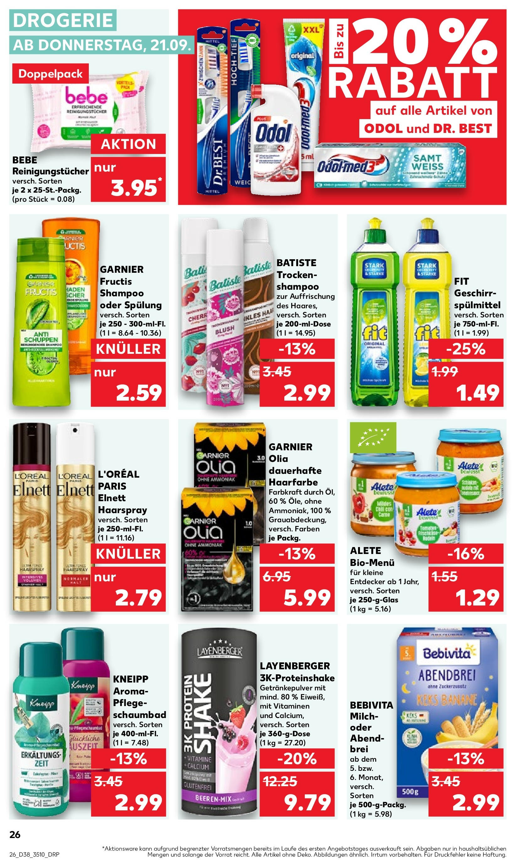 Kaufland Prospekt 	 (ab 21.09.2023) » Angebote Online zum Blättern | Seite: 26 | Produkte: Shampoo, Spülung, Reinigungstücher, Blush