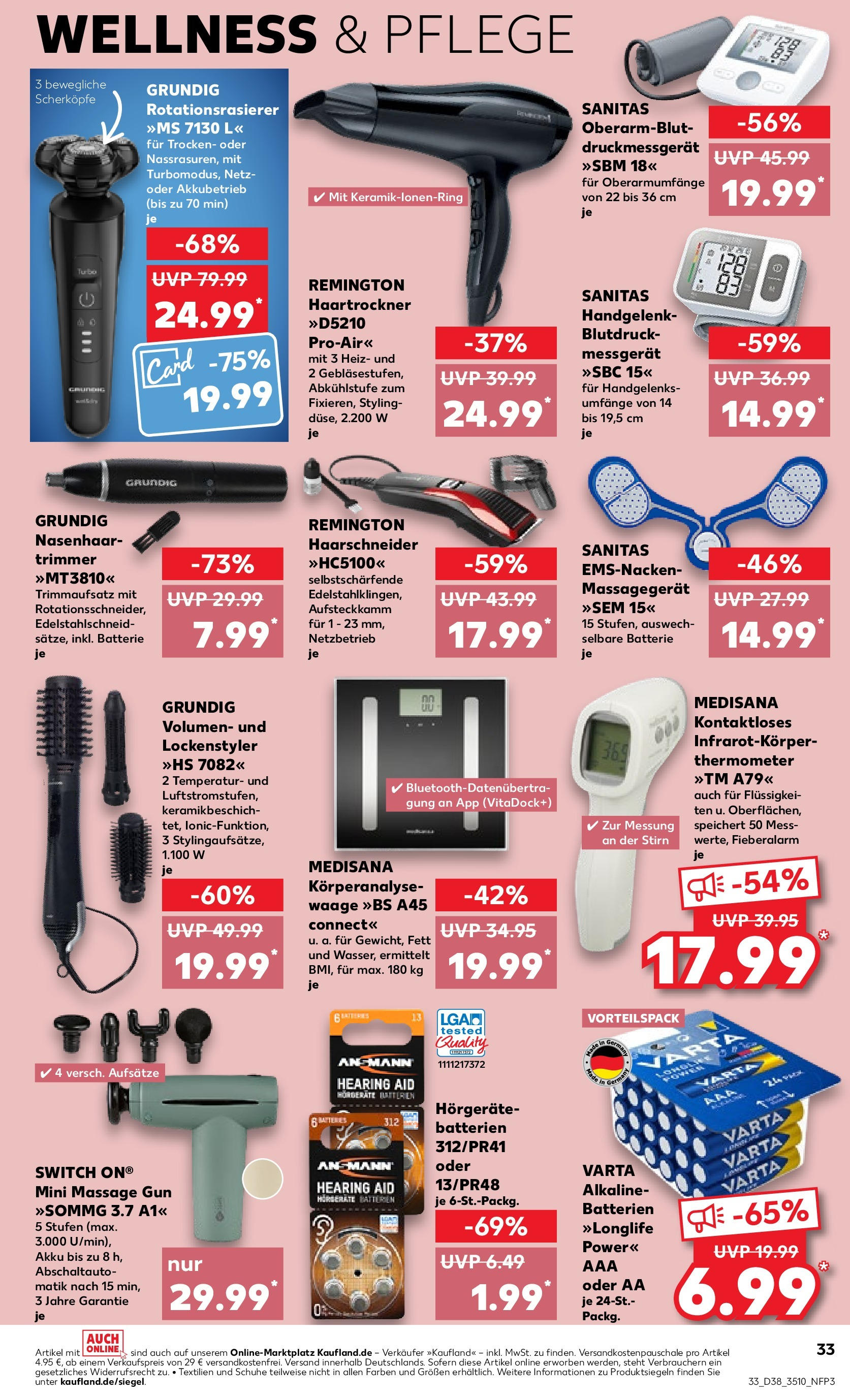 Kaufland Prospekt 	 (ab 21.09.2023) » Angebote Online zum Blättern | Seite: 33 | Produkte: Thermometer, Haartrockner, Batterie, Massagegerät