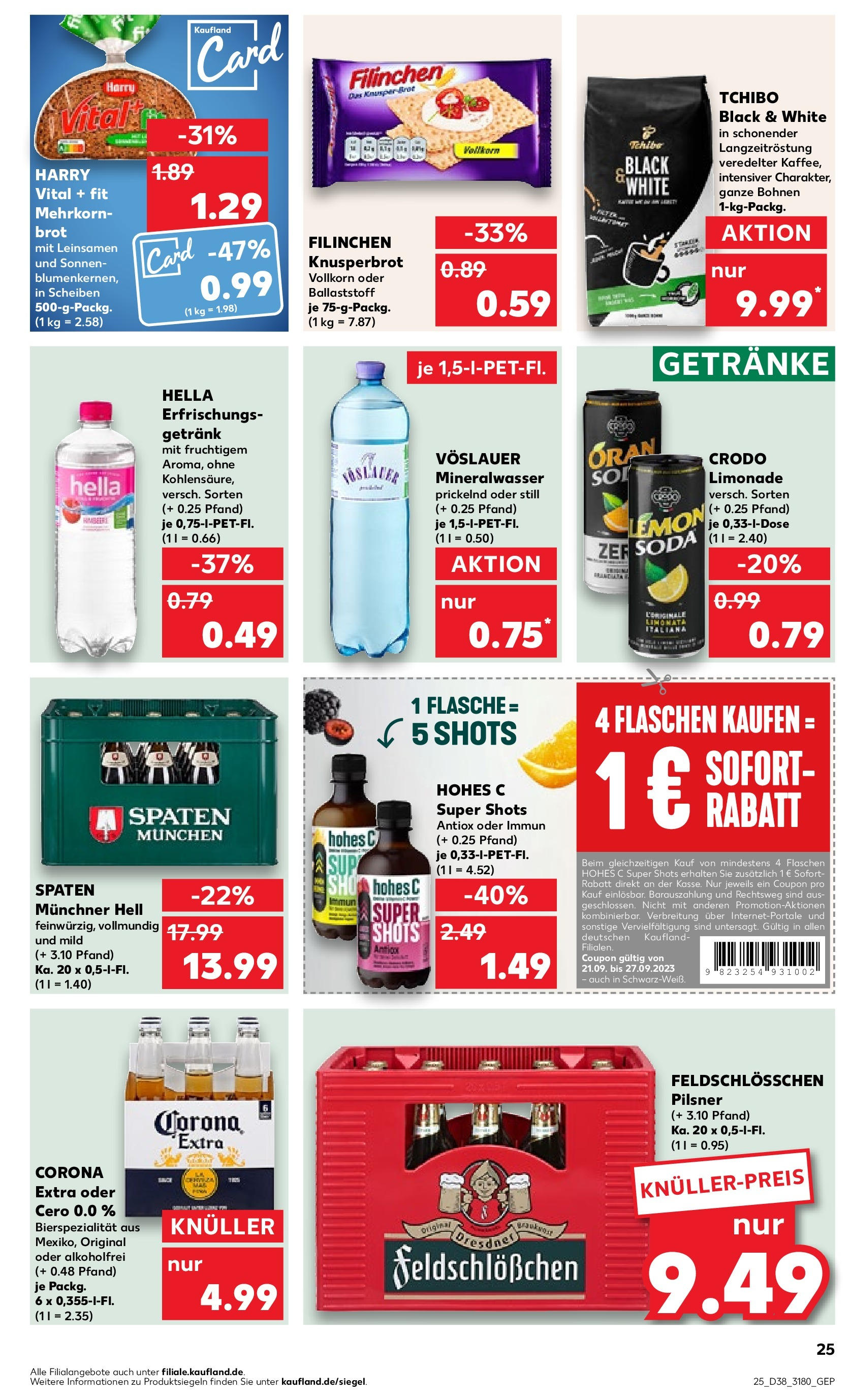 Kaufland Prospekt 	 (ab 21.09.2023) » Angebote Online zum Blättern | Seite: 25 | Produkte: Zitrone, Brot, Limonade, Mineralwasser