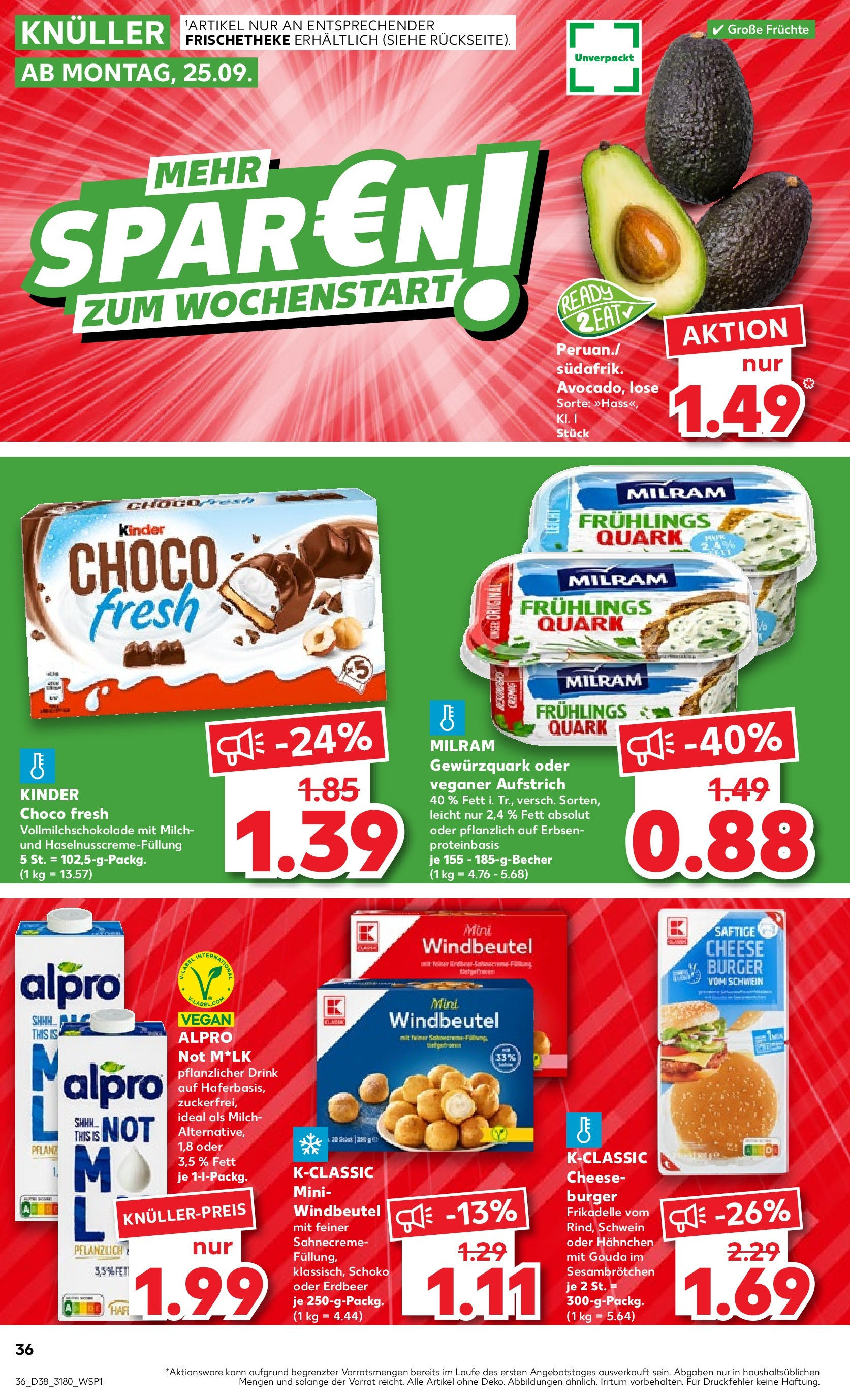 Kaufland Prospekt (ab 21.09.2023) » Angebote Online | Seite: 36 | Produkte: Quark, Burger Kaufland Prospekt (ab 21.09.2023) » Angebote Online zum Blättern | Seite: 36 | Produkte: Quark, Burger