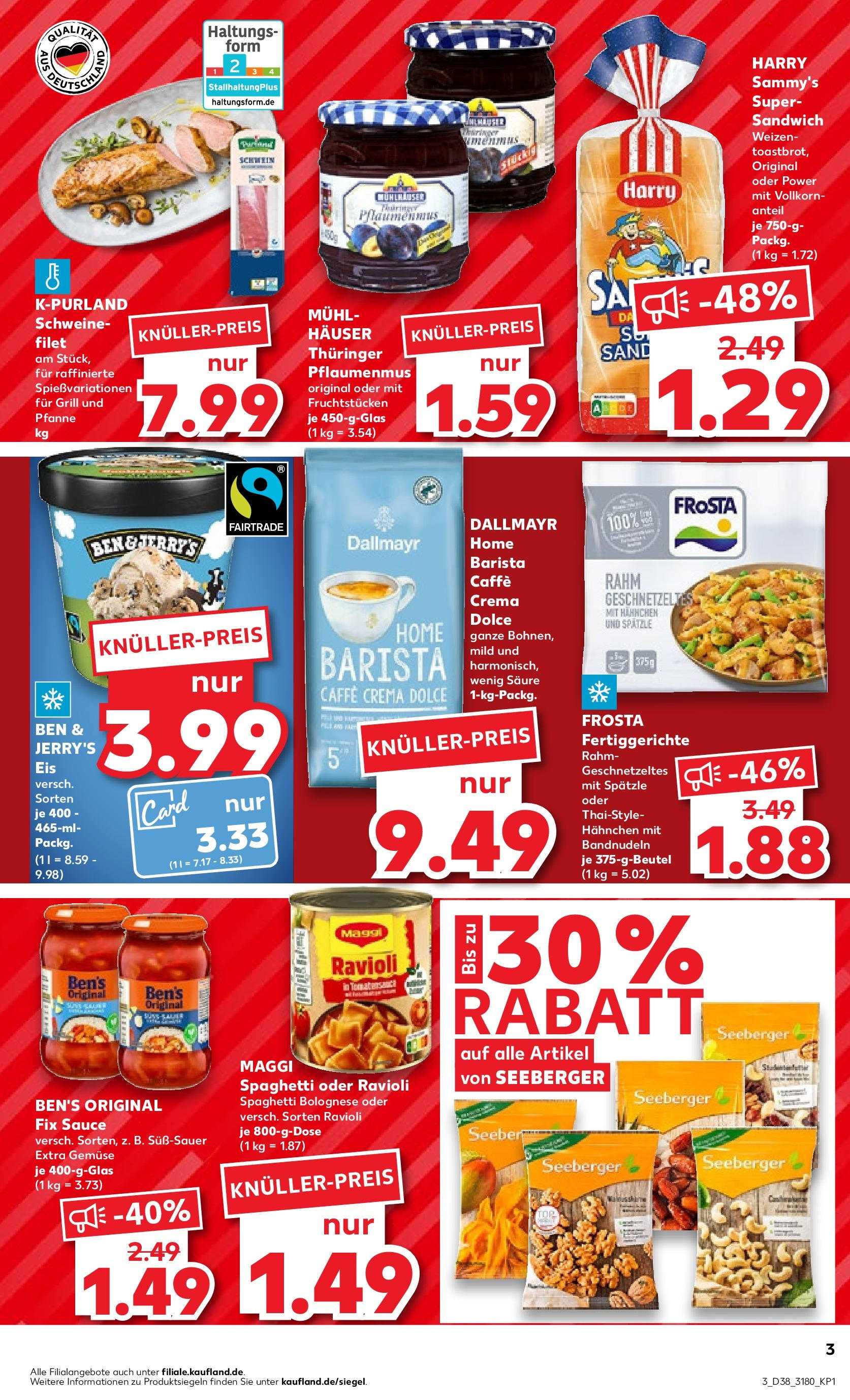Kaufland Prospekt 	 (ab 21.09.2023) » Angebote Online zum Blättern | Seite: 3 | Produkte: Gemüse, Fertiggerichte, Nudeln, Mühle
