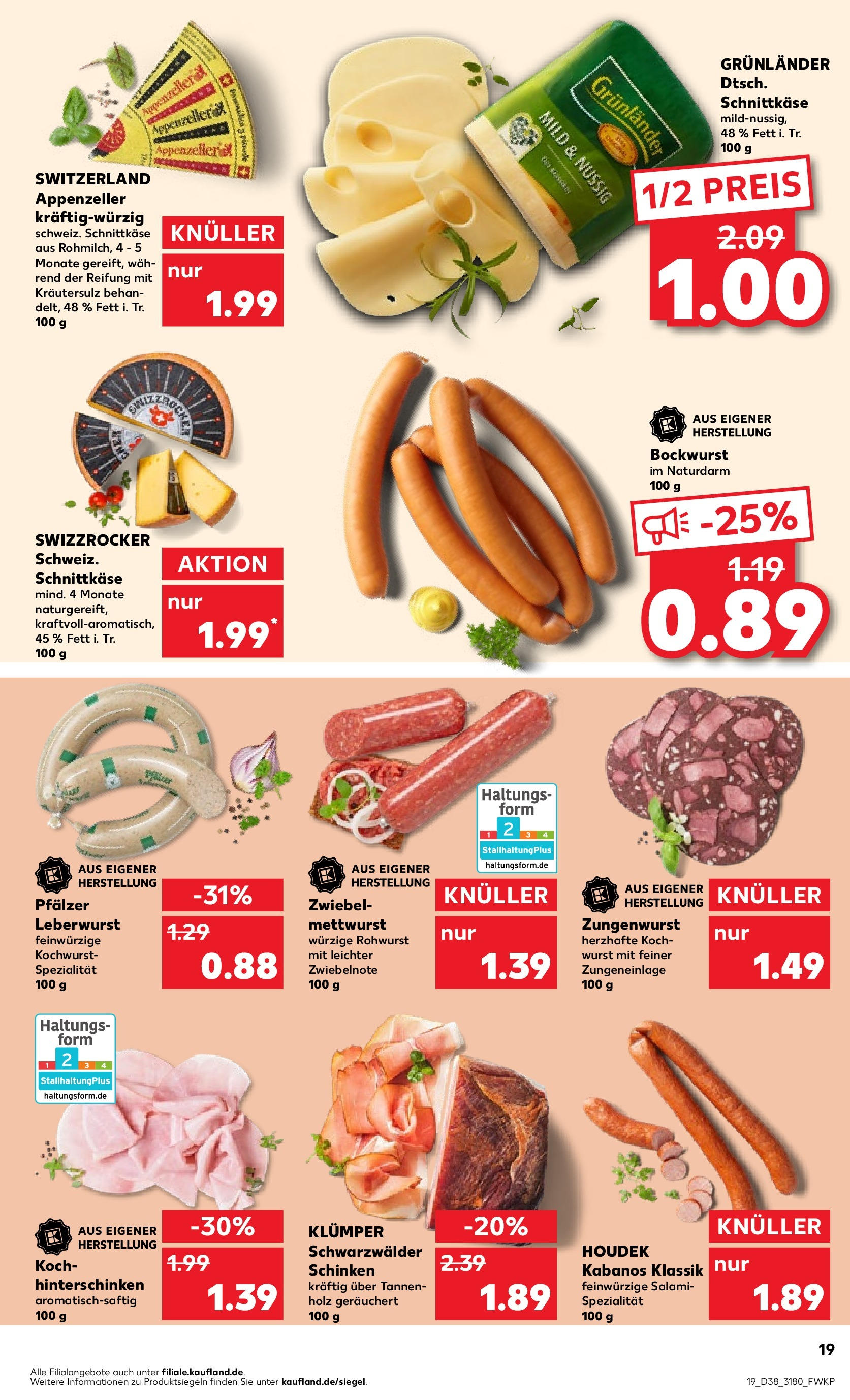 Kaufland Prospekt 	 (ab 21.09.2023) » Angebote Online zum Blättern | Seite: 19 | Produkte: Wurst, Salami, Schinken