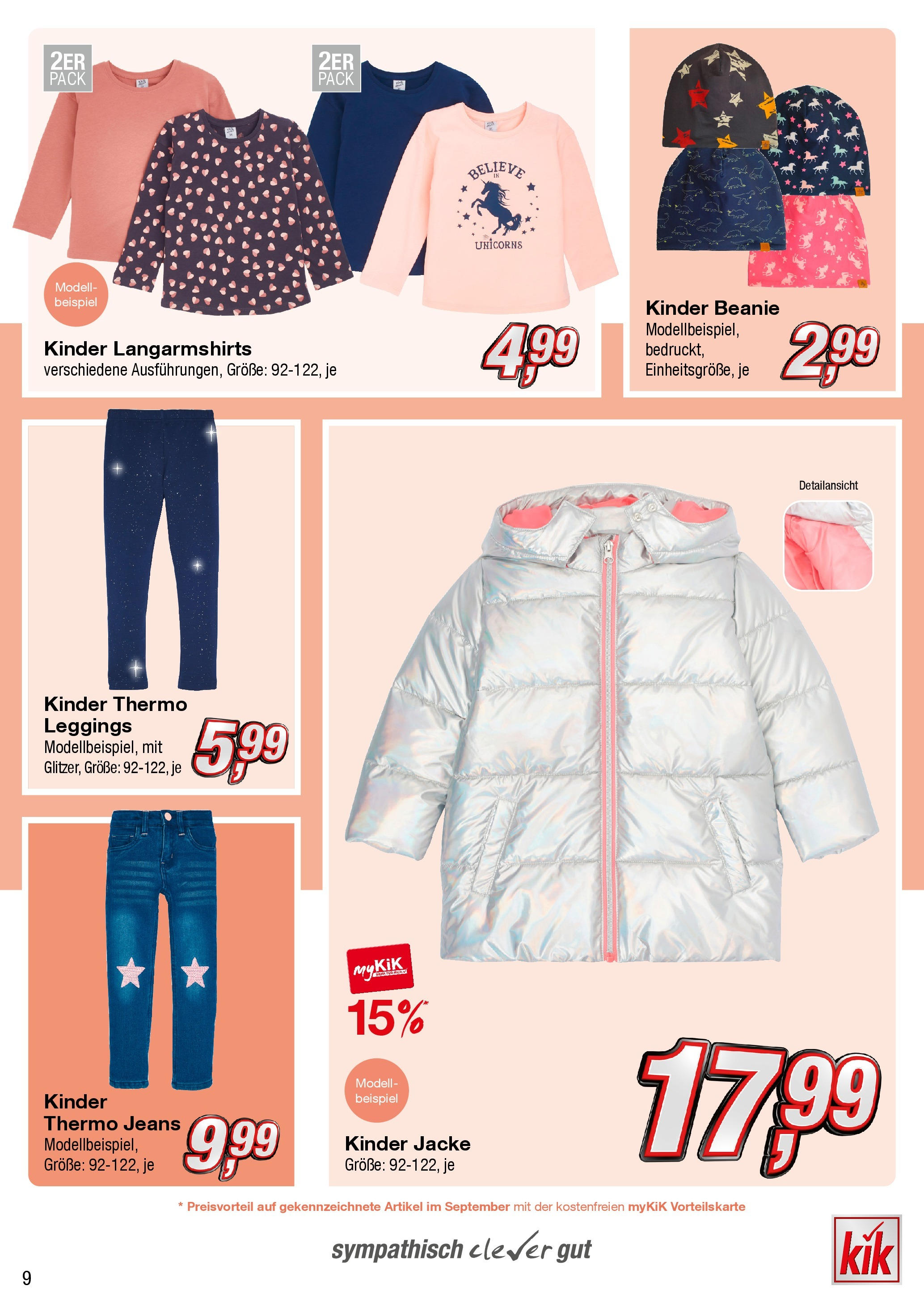 Kik Prospekt 	 (ab 18.09.2023) zum Blättern | Seite: 9 | Produkte: Jacke, Leggings, Jeans