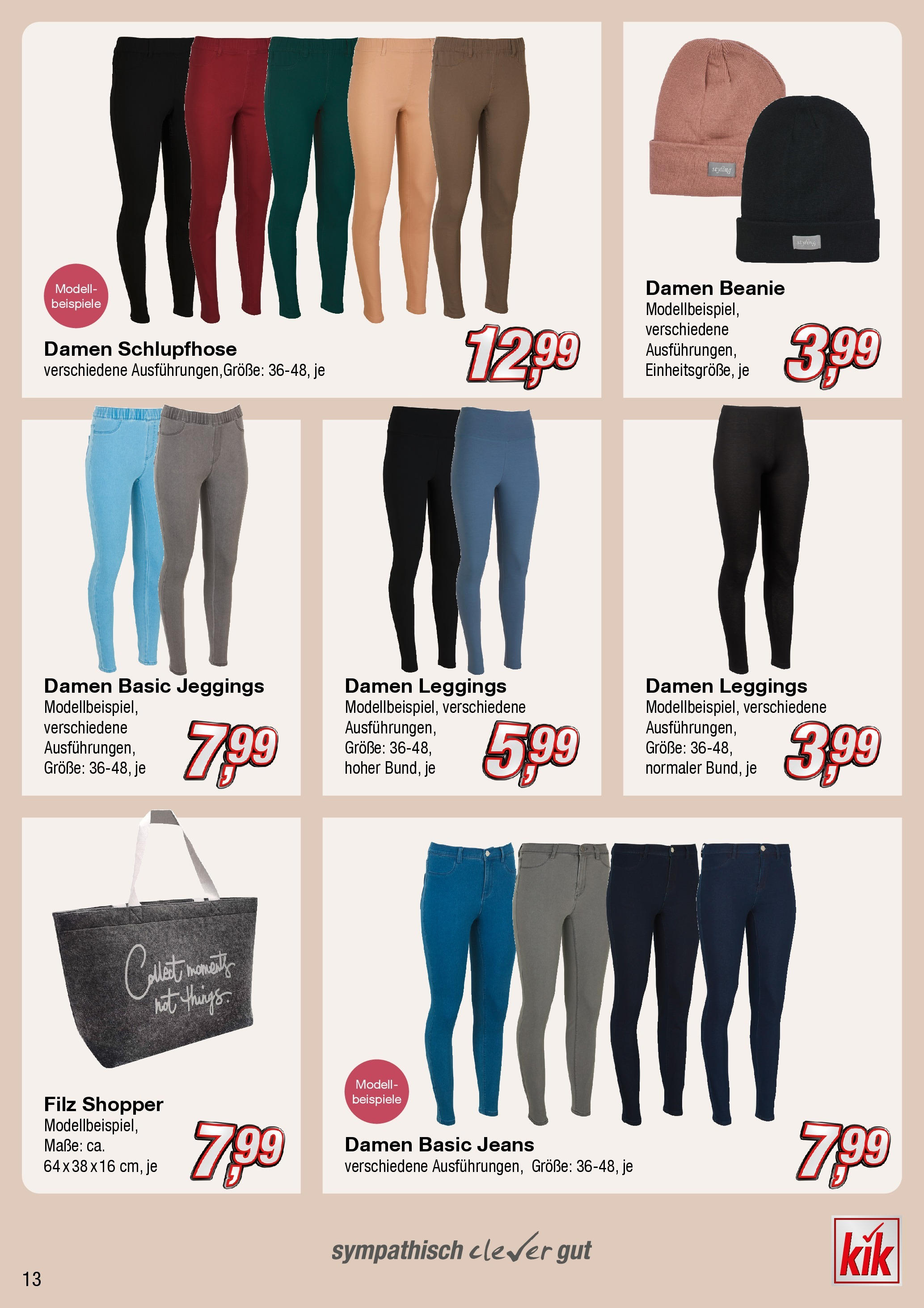 Kik Prospekt 	 (ab 18.09.2023) zum Blättern | Seite: 13 | Produkte: Leggings, Jeans