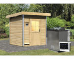 Hornbach Saunahaus Karibu Opal 2 inkl.9 kW Bio Ofen u.ext.Steuerung und Holztüre mit Isolierglas wärmegedämmt