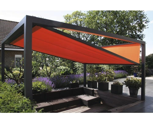 GroJa Pavillon Cube freistehend 400 x 350 cm, anthrazit-orange