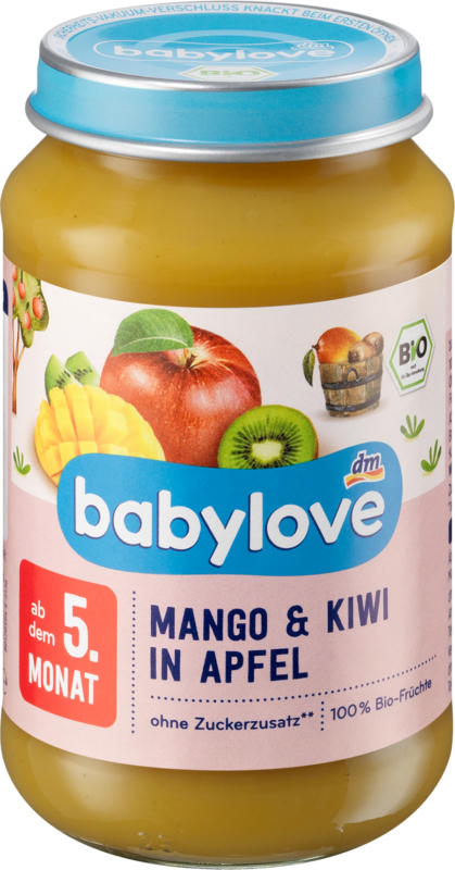 babylove Fruchtbrei Mango & Kiwi in Apfel