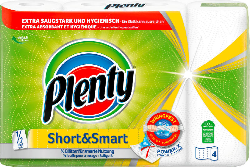 Plenty Küchenrolle Short & Smart 2-lagig (4x74 Blatt)