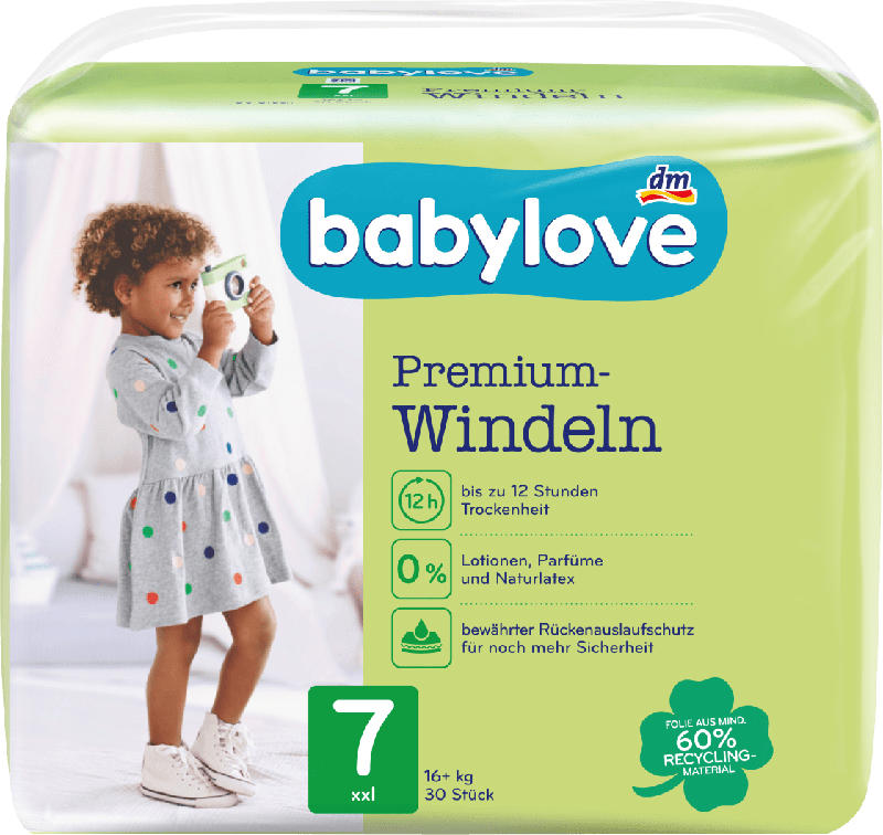 babylove Premium-Windeln Gr. 7 xxlplus (ab 16 kg)