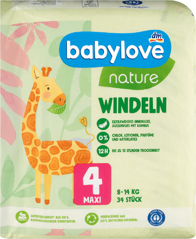 babylove nature nature Windeln Gr. 4 maxi (8-14 kg)