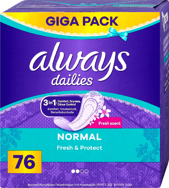 always dailies Fresh & Protect Slipeinlagen Normal Giga Pack fresh scent