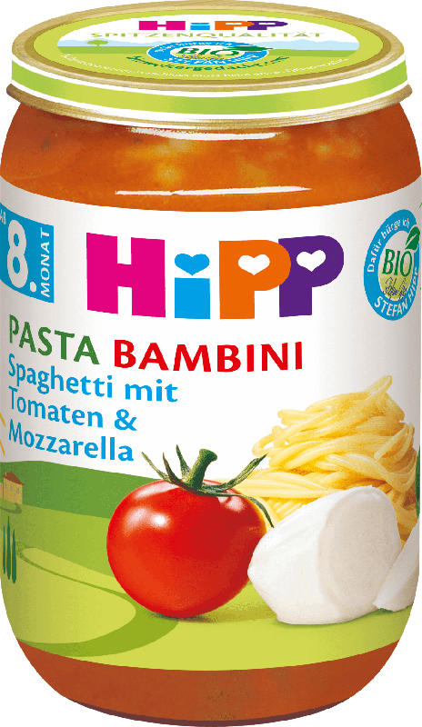 Hipp Menü Pasta Bambini Spaghetti mit Tomaten und Mozzarella