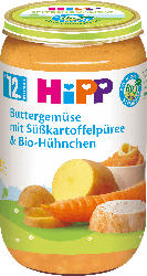 Hipp Menü Buttergemüse, Süßkartoffelpüree und Bio-Hühnchen