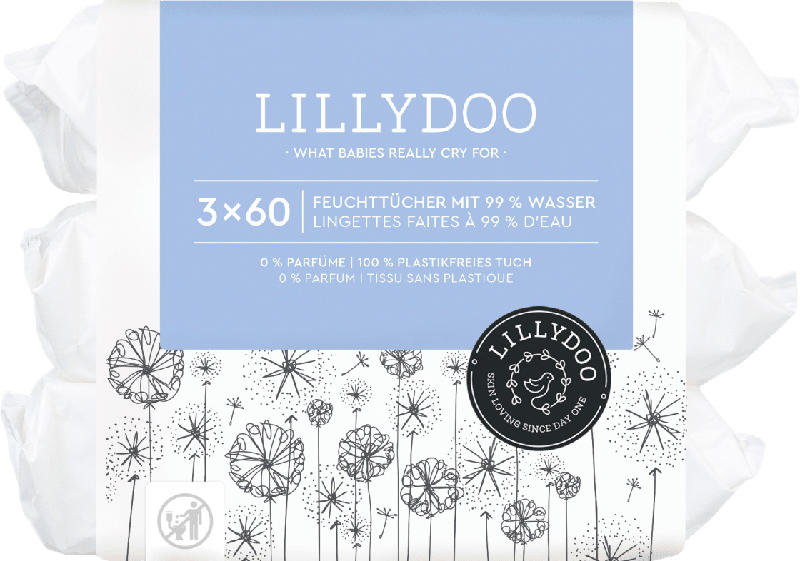 Lillydoo Feuchttücher mit 99 % Wasser