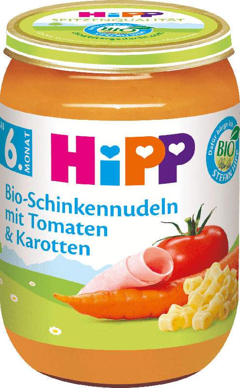 Hipp Menü Bio-Schinkennudeln mit Tomaten und Karotten
