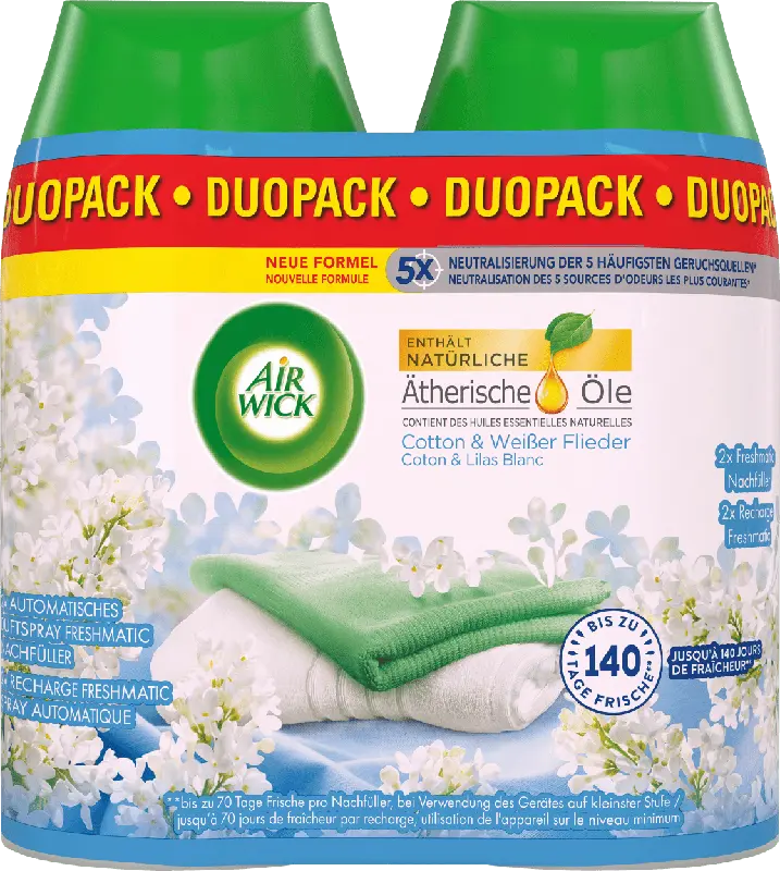 AirWick Freshmatic Max Nachfüller Duo-Pack Cotton & Weißer Flieder