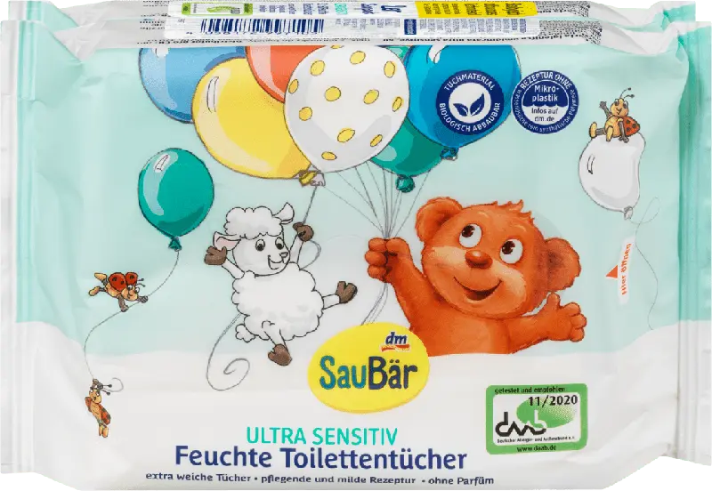 SauBär Ultra Sensitiv Feuchte Toilettentücher 2er Pack
