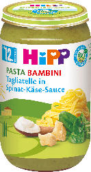 Hipp Menü Pasta Bambini Tagliatelle in Spinat-Käse-Sauce